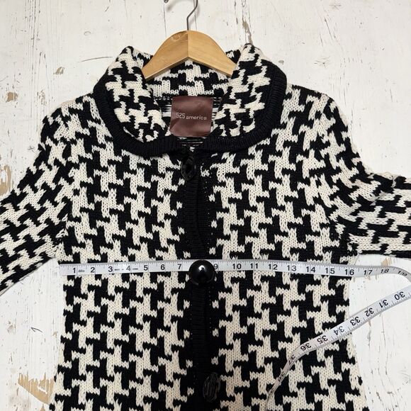 525 America Cardigan Sweater S Black And White Houndstooth Large Button Down - Picture 11 of 14